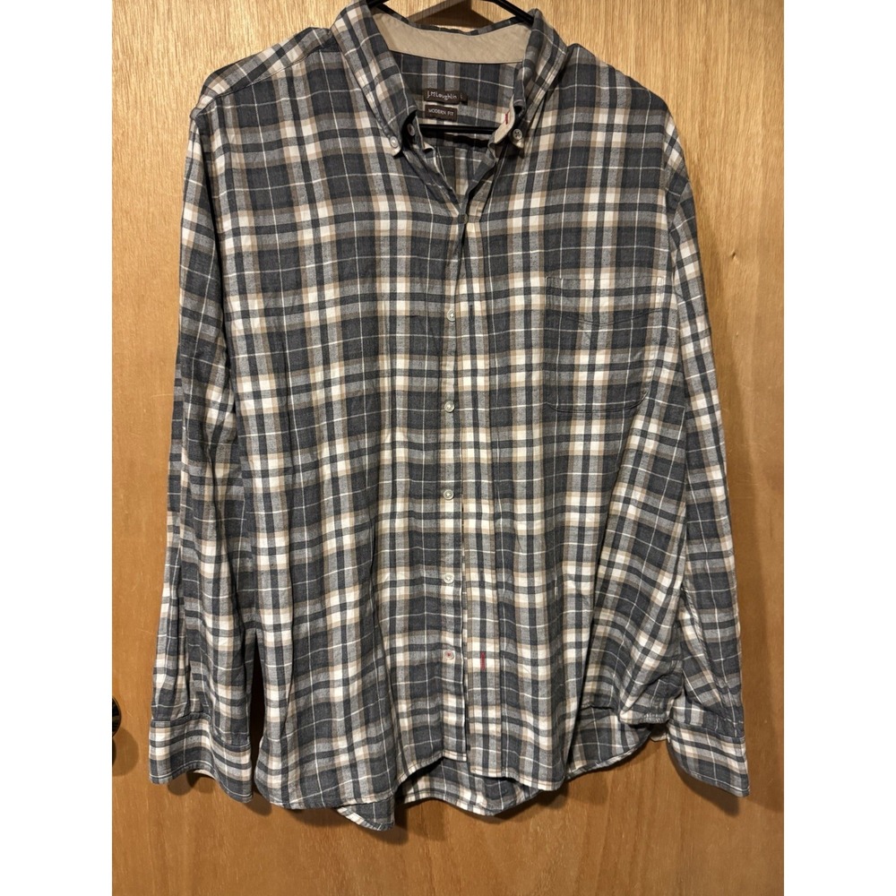 J McLaughlin Shirt Men Size Large Plaid Flannel Button Long Sleeve Lightweight